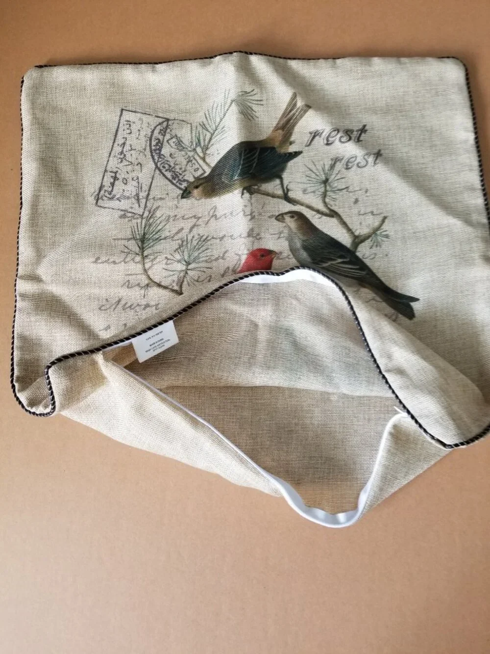 Bird Tan Zip on Pillow Cover